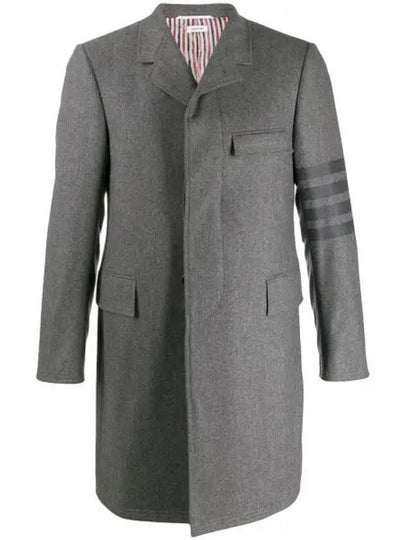 Men's Plannel Tonal 4 Bar Wool Cashmere Single Coat Medium Grey - THOM BROWNE - BALAAN 2