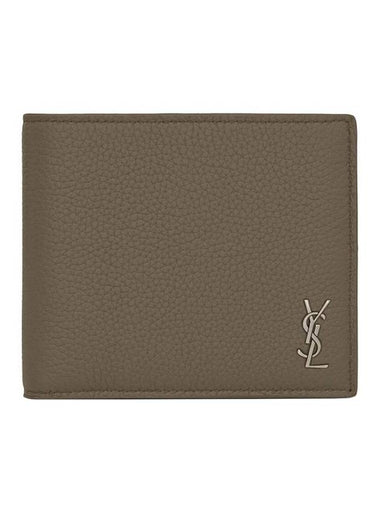 Tiny Cassandre Logo Plaque Half Wallet Khaki - SAINT LAURENT - BALAAN 1