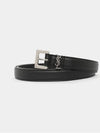 Men's Monogram Grain Belt Black - SAINT LAURENT - BALAAN 4