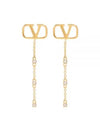 V Logo Metal Crystal Earrings Gold - VALENTINO - BALAAN 2