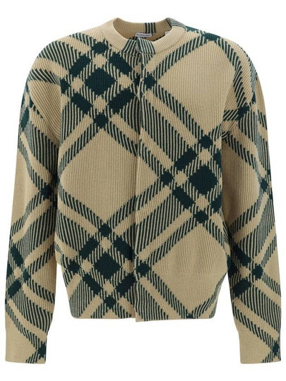 Check Pattern Intarsia Knit Cardigan Green - BURBERRY - BALAAN 2