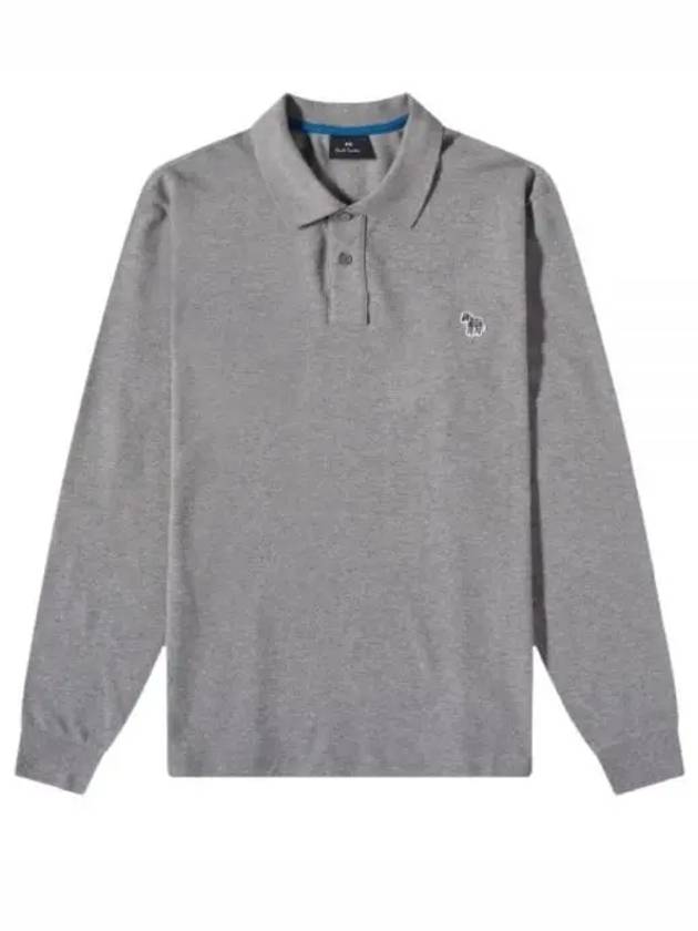 Zebra Patch Long Sleeve Polo Shirt Grey - PAUL SMITH - BALAAN 2