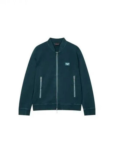 Men s Eagle Logo Patch Stretch Zip Up Dark Green 270066 - EMPORIO ARMANI - BALAAN 1