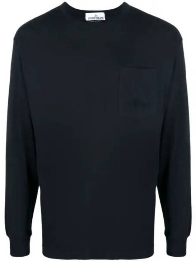 Cotton Jersey Long Sleeve T Shirt Navy - STONE ISLAND - BALAAN 2