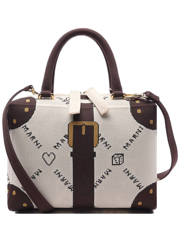 Jacquard Fabric Tote Bag White - MARNI - BALAAN 3