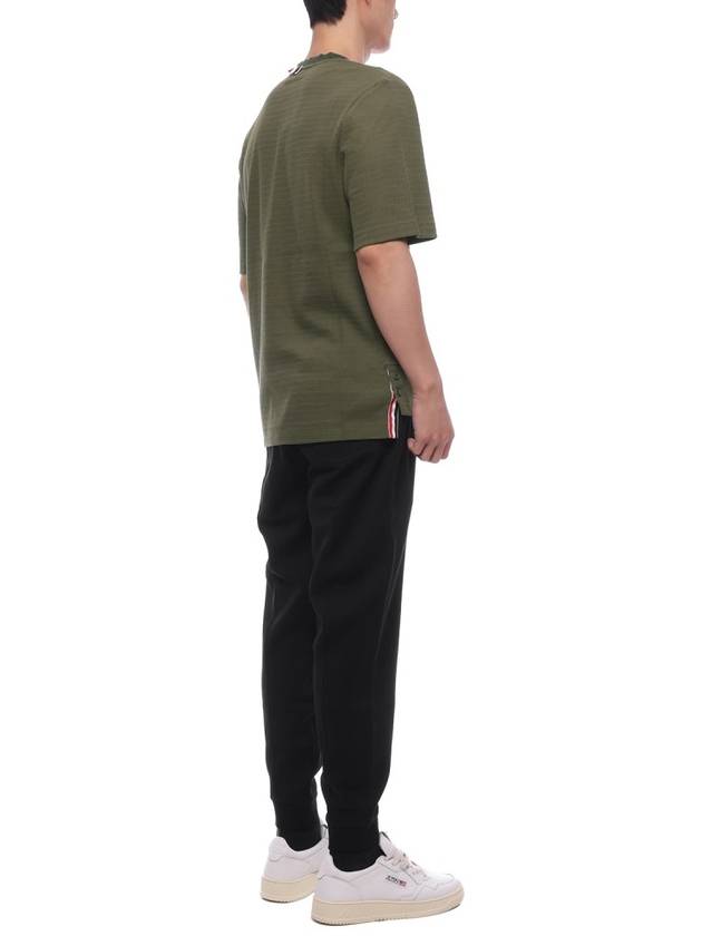 Pointelle Cotton Short Sleeve T-Shirt Dark Green - THOM BROWNE - BALAAN 7