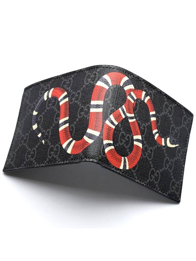 Snake Print Leather Half Wallet Black - GUCCI - BALAAN 5