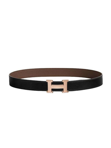 H Buckle Reversible 32mm Leather Belt Black - HERMES - BALAAN 1