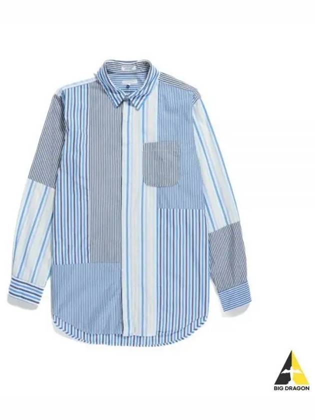 Combo Short Collar Shirt Navy Candy Stripe Broadcloth 24S1A017 OR052 ZT175 Cotton - ENGINEERED GARMENTS - BALAAN 1