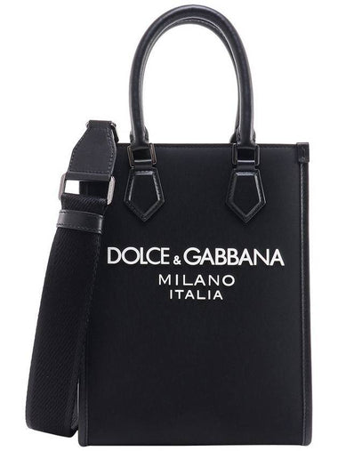 Rubberized Logo Nylon Small Tote Bag Black - DOLCE&GABBANA - BALAAN 1