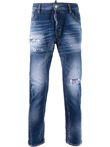 Men's Tide Biker Fit Washed Denim Jeans Blue - DSQUARED2 - BALAAN.