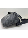 FF jacquard logo print fabric leather belt bag black gray - FENDI - BALAAN 6