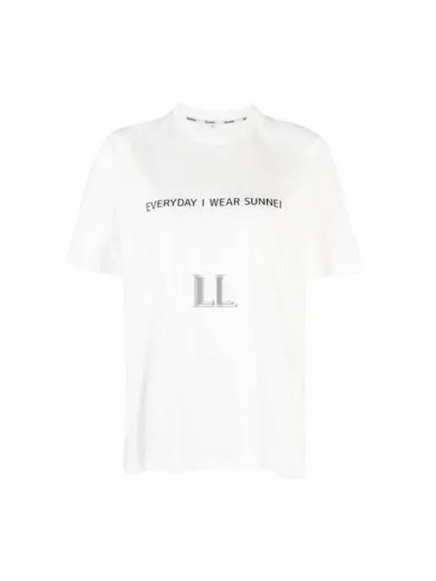 Slogan Print Crew Neck Short Sleeve T-Shirt White - SUNNEI - BALAAN 2