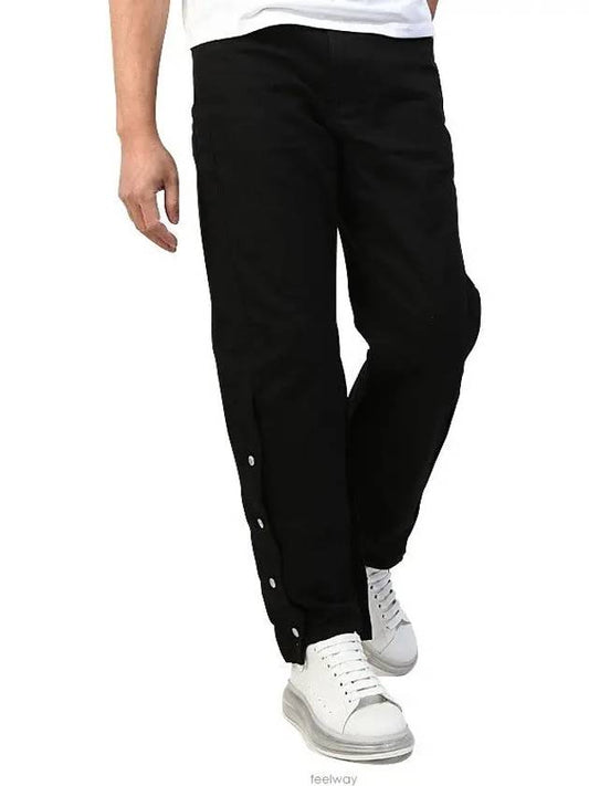 Loose side button straight pants black - ALEXANDER MCQUEEN - BALAAN 2