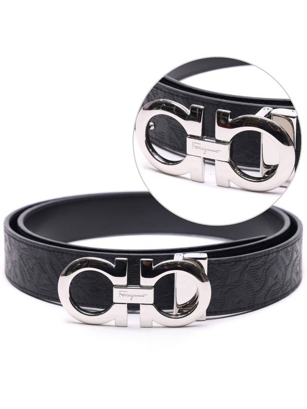 Gancini Reversible Adjustable Leather Belt Black - SALVATORE FERRAGAMO - BALAAN 3