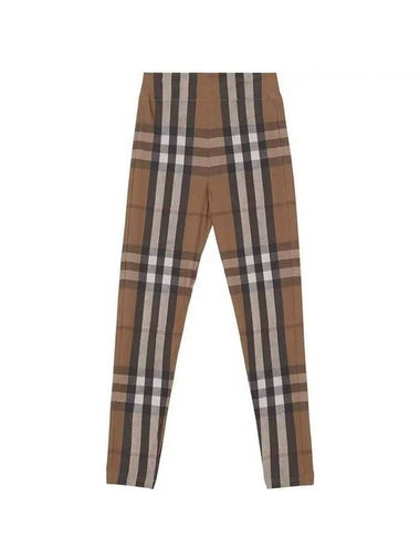 Stretch Check Pattern Leggings Brown - BURBERRY - BALAAN 1