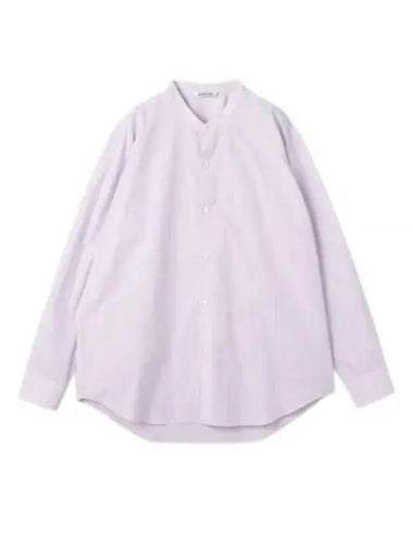 SUVIN HIGH COUNT CLOTH STRIPE STAND COLLAR SHIRT LIGHT PURPLE A24AS02SS Subin striped - AURALEE - BALAAN 1