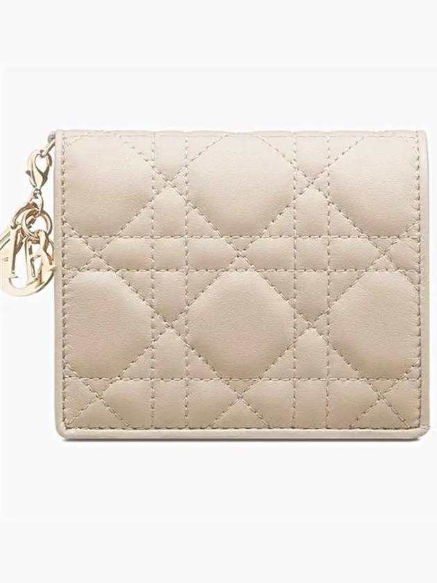 Lady Cannage Small Lambskin Half Wallet Sand - DIOR - BALAAN 2