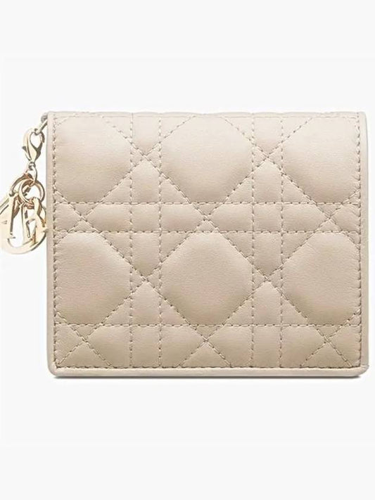 Lady Cannage Small Lambskin Half Wallet Sand - DIOR - BALAAN 2