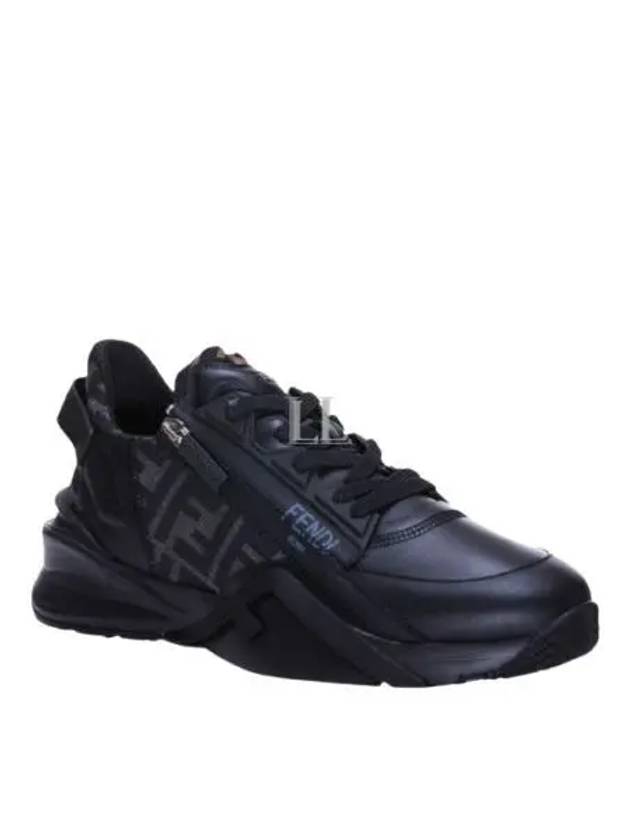 Flow FF Jacquard Leather Running Low Top Sneakers Black - FENDI - BALAAN 2