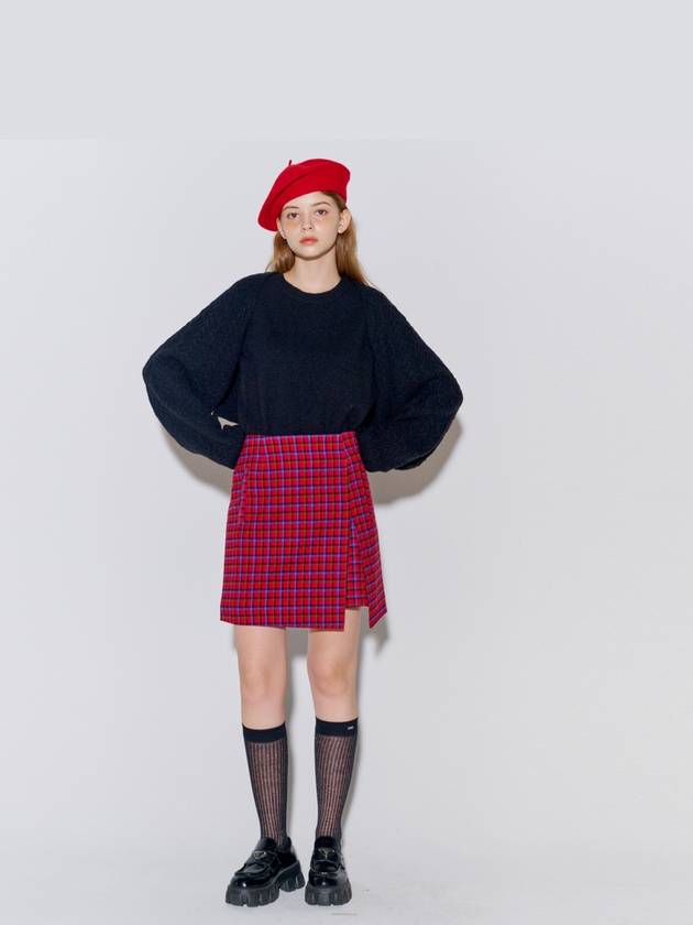 Brushed Slit A-Line Skirt Red Check - OPENING SUNSHINE - BALAAN 4