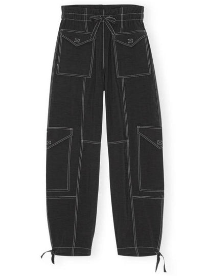 High Waist Cargo Track Pants Black - GANNI - BALAAN 2