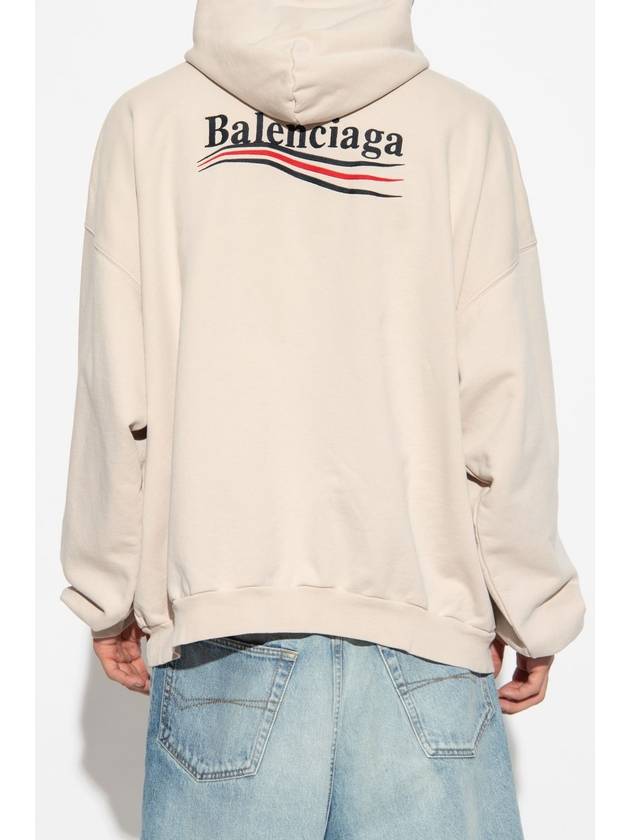 Embroidered Logo Cotton Hoodie Beige - BALENCIAGA - BALAAN 3