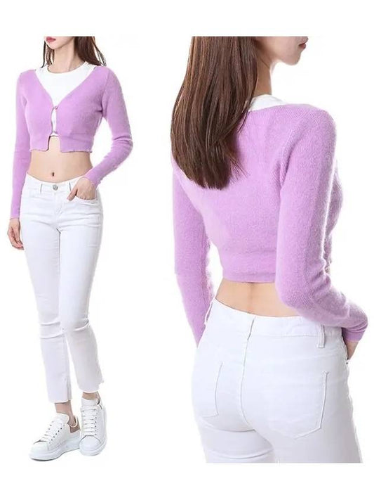 Alju Mohair Crop Cardigan Purple - JACQUEMUS - BALAAN 2