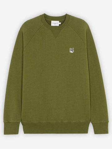 [MAISON KITSUNE] GREY FOX HEAD PATCH CLASSIC SWEATSHIRT - KHAKI GREY - MAISON KITSUNE - BALAAN 1