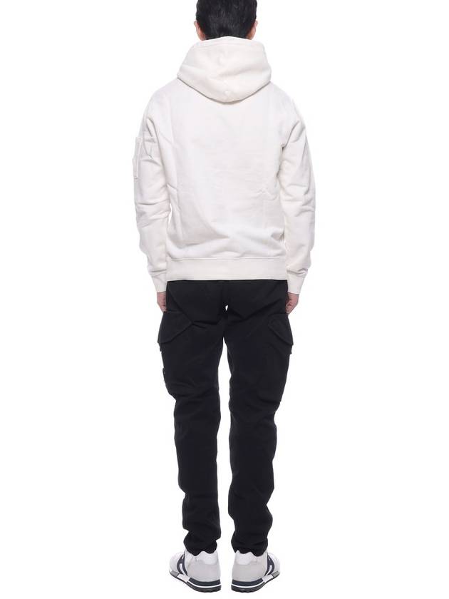 Lens Wappen Diagonal Fleece Hoodie White - CP COMPANY - BALAAN 6