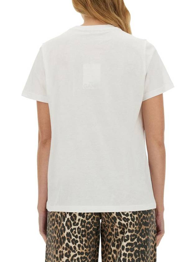 Relax Fit Basic Kitten Short Sleeved T-Shirt White - GANNI - BALAAN 4