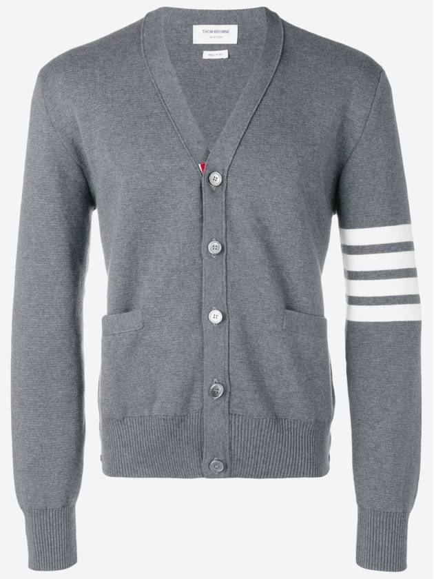 Milano Stitch 4-Bar Cardigan Medium Grey - THOM BROWNE - BALAAN 2