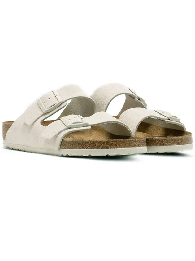 Arizona Suede Leather Slippers Antique White - BIRKENSTOCK - BALAAN 4