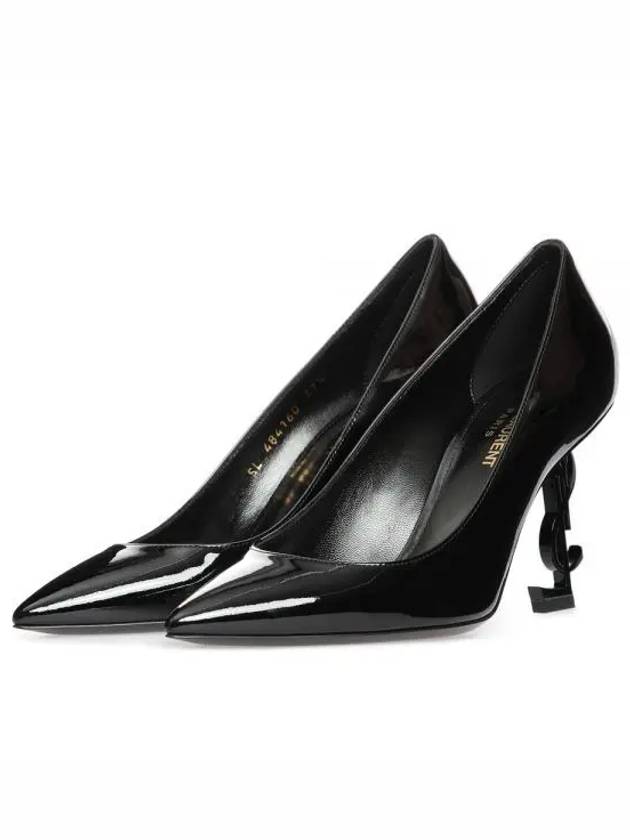 Women's Opium Patent Leather Pumps Heel Black - SAINT LAURENT - BALAAN 2