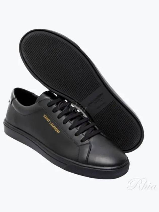 Andy Embossed Logo Leather Low Top Sneakers Black - SAINT LAURENT - BALAAN 2