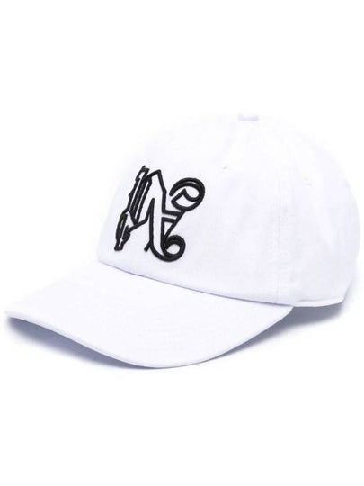 Monogram Embroidered Base Ball Cap White - PALM ANGELS - BALAAN 2