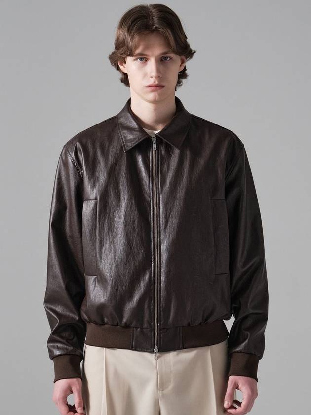 Leather Blouson Dark Brown - FILLCHIC - BALAAN 1