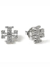 Crystal Logo Stud Earrings Silver - TORY BURCH - BALAAN 2