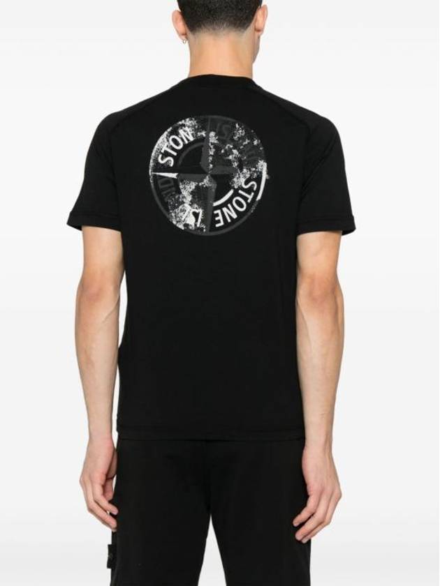 Logo Crew Neck Short Sleeve T-Shirt Black - STONE ISLAND - BALAAN 5