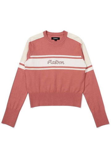 Color block signature knit PINK WOMAN - MALBON GOLF - BALAAN 1