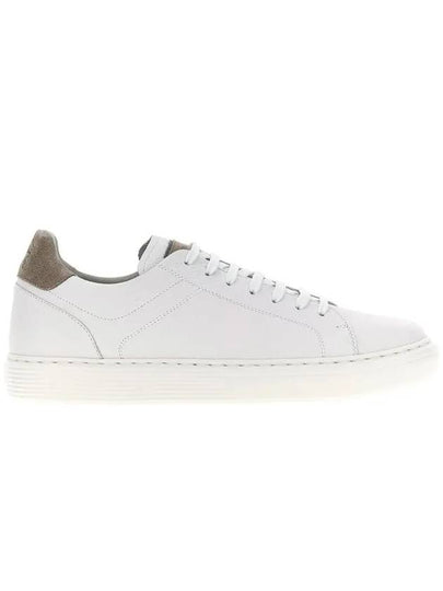 Logo Leather Low Top Sneakers White - BRUNELLO CUCINELLI - BALAAN 2