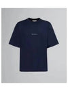 Logo Organic Cotton Short Sleeve T-Shirt Navy - MARNI - BALAAN 2