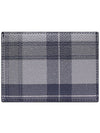 Checked Leather Card Wallet Grey - THOM BROWNE - BALAAN 5