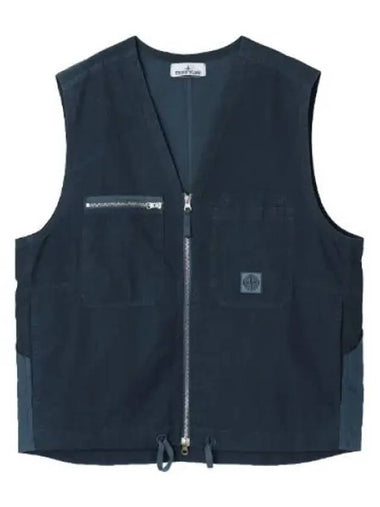 Cupro cotton logo patch vest - STONE ISLAND - BALAAN 1