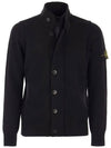 Lambswool Knit Cardigan Black - STONE ISLAND - BALAAN 2