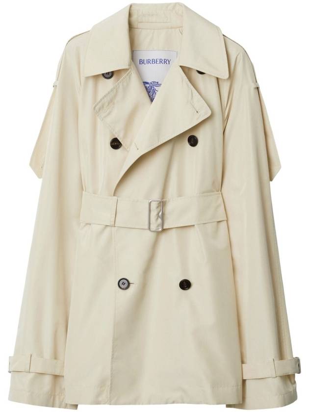 Double Breasted Short Silk Trench Coat Calico - BURBERRY - BALAAN 2