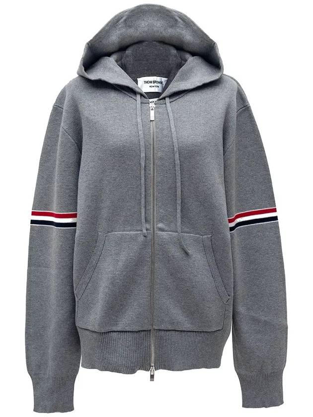 Cotton Milano Armband Zip Up Hoodie Light Grey - THOM BROWNE - BALAAN 3