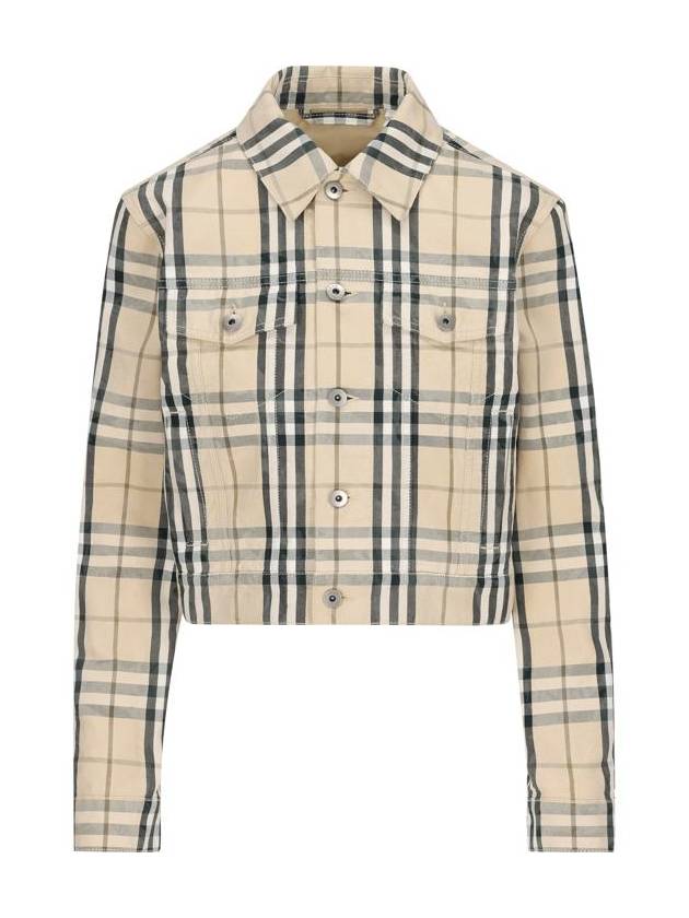 Check Cropped Denim Jacket Grain - BURBERRY - BALAAN 2