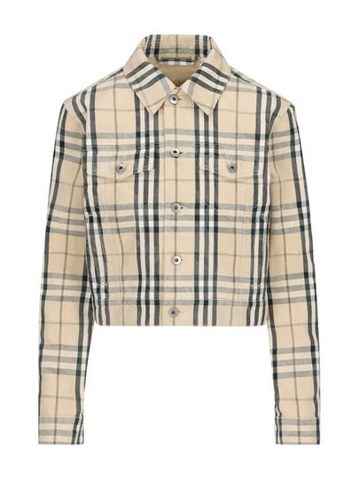 Check Cropped Denim Jacket Grain - BURBERRY - BALAAN 2