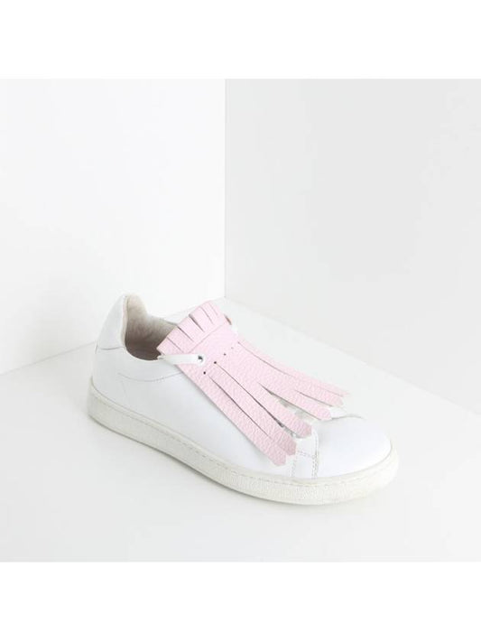 Women's Fringe Sneakers White Pink 10112DFR - JOSHUA SANDERS - BALAAN 1